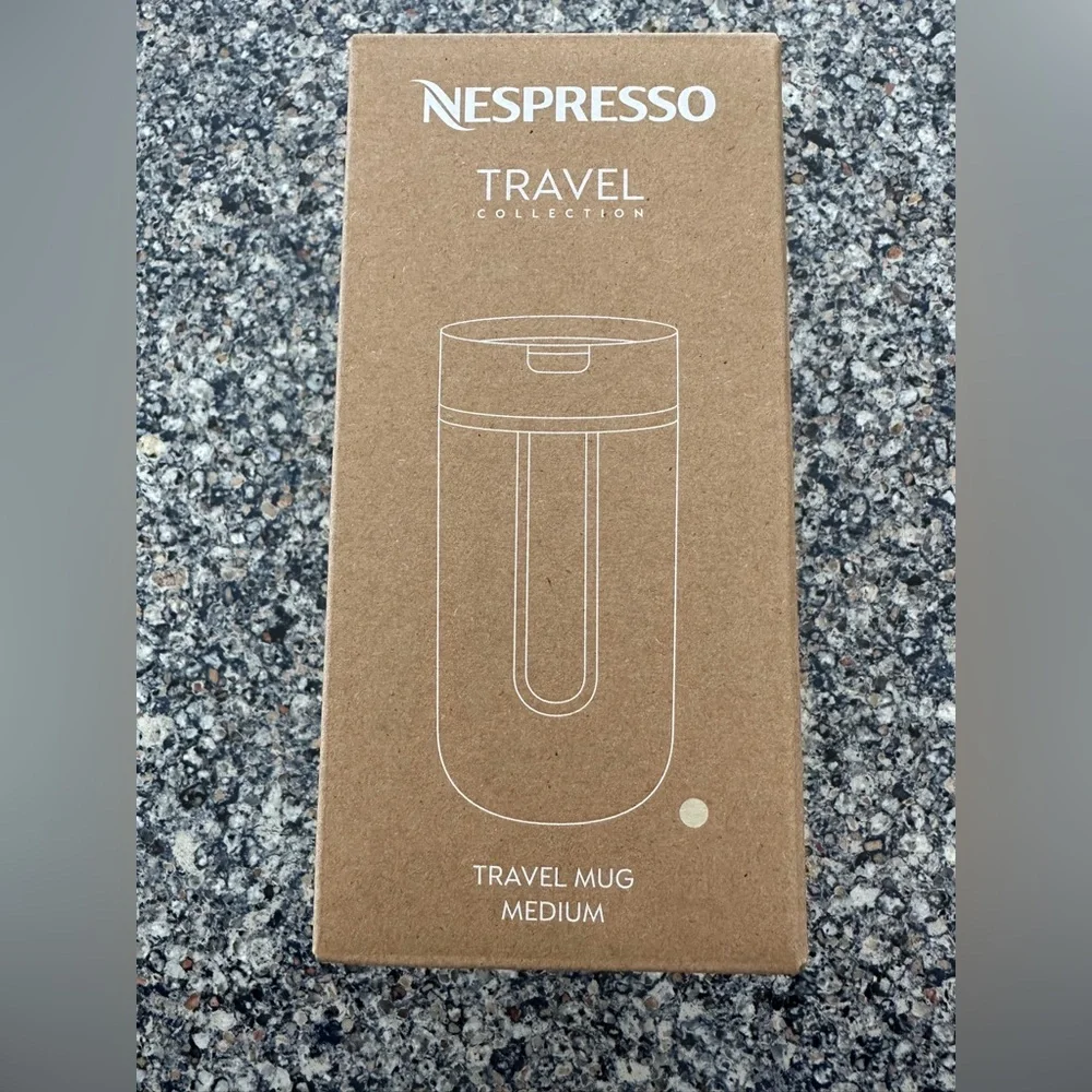 Nespresso Cream and Black Travel Mug RARE TO FIND